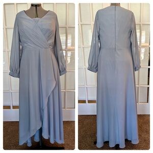 JJ's HOUSE dusty blue high neck chiffon bridesmaid gown wedding Formal Dress 18